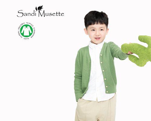 SANDI MUSETTE 童装大片 · 绿色针织开衫