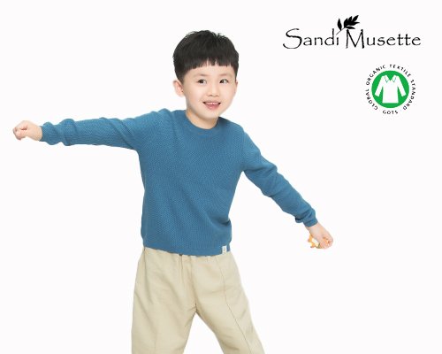 SANDI MUSETTE 童装大片 · 蓝色针织毛衣